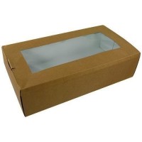 Coffret repas kraft brun avec fenêtre et insert 340x180x90 mm