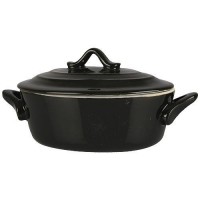 Mini cocotte ovale en faience noire 25 cl