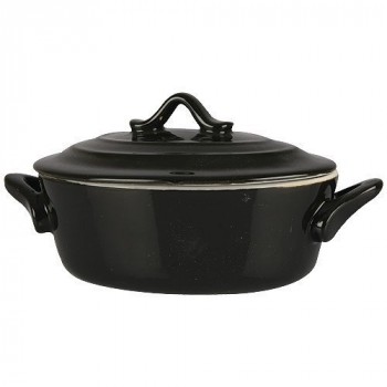 Mini cocotte ovale en faience noire 25 cl