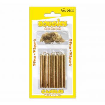 BOUGIES PAILLETEES OR X10