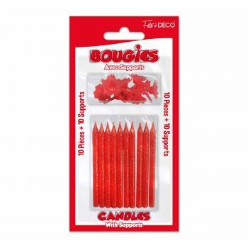 BOUGIES PAILLETEES ROUGE X10