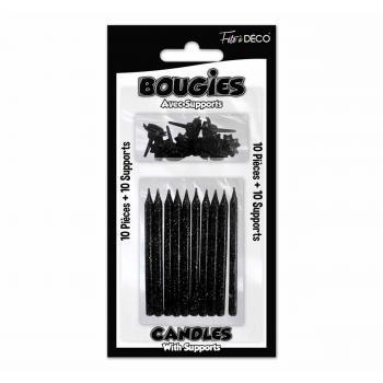 BOUGIES PAILLETEES NOIR X10