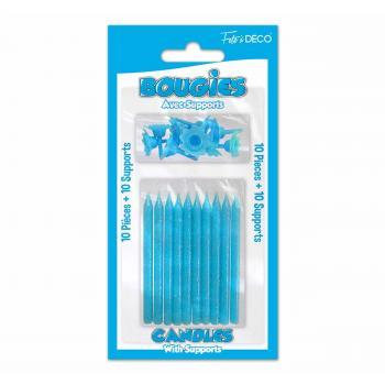 BOUGIE PAILLETEES BLEU X10