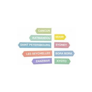 CONFETTIS DE TABLE DESTINATIONS EN BOIS X9 (7,5x1cm)