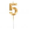 BOUGIE CHIFFRE 5 GRAPHIQUE OR 7CM SUR PIC
