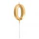 BOUGIE CHIFFRE 0 GRAPHIQUE OR 7CM SUR PIC