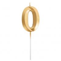 BOUGIE CHIFFRE 0 GRAPHIQUE OR 7CM SUR PIC