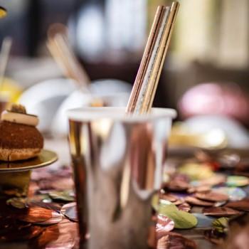 20 Pailles Carton Rose Gold Metallise 19,5cm - Pailles - Décoration-Fête