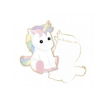 SET INVITATIONS BABY LICORNE X8