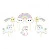 SET DE 6 DECORATIONS BABY LICORNE POUR GATEAU (13cm)