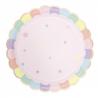 ASSIETTES FESTONNEES 23 CM ROSE PASTEL ET OR X8