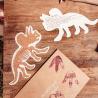 INVITATIONS DINOSAURE EN LIEGE 15X9CM +ENVELOPPES X4
