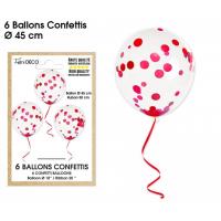 BALLONS CONFETTIS X6 ROUGE