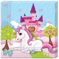 SERVIETTE LICORNE 33X33CM X20