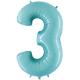 BALLON ALU CHIFFRE 3 BLEU PASTEL 26"66CM