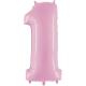 BALLON ALU CHIFFRE 1 ROSE PASTEL 26"66CM