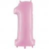 BALLON ALU CHIFFRE 1 ROSE PASTEL 26"66CM