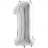 BALLON ALU CHIFFRE 1 SILVER 26"66CM