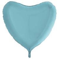 BALLON ALU COEUR BLEU PASTEL 9 " 23CM