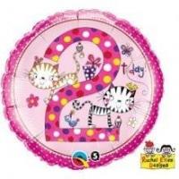 BALLON ALU ROND AGE 2 RACHEL ELLEN PETIT CHAT18" 46cm