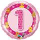 BALLON ALU ROND AGE 1 ROSE NOUNOURS 18" 46cm