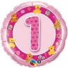 BALLON ALU ROND AGE 1 ROSE NOUNOURS 18" 46cm