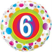 BALLON ALU ROND AGE 6 RONDS MULTI 18" 46cm