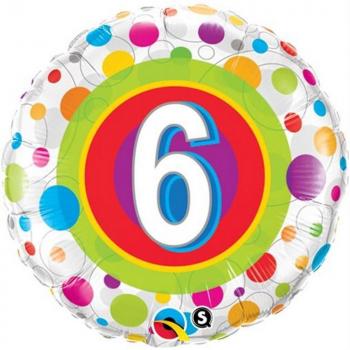 BALLON ALU ROND AGE 6 RONDS MULTI 18" 46cm