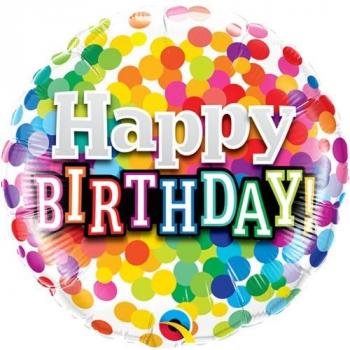 BALLON BIRTHDAY ROND CONFETTI 9''