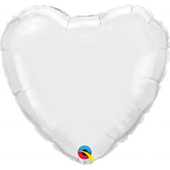 BALLON ALU COEUR BLANC 18" 46cm