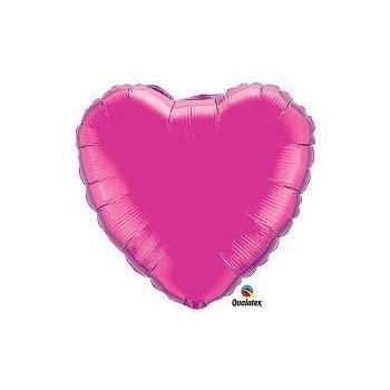 BALLON ALU FORME COEUR MAGENTA 18   46 CM