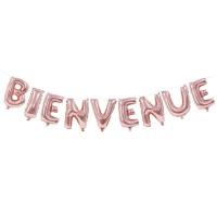 BALLONS LETTRES BIENVENUE ROSE H36CM