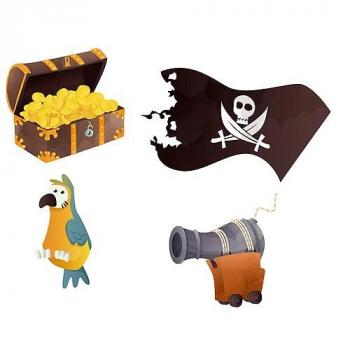 CONFETTIS DE TABLE PIRATE X16 (coffre-perroquet- drapeau- canon)