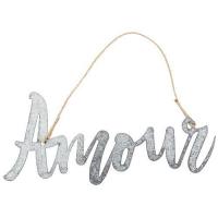 AMOUR EN METAL CORDE JUTE 30X12CM