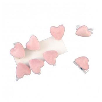 SACHET 8 COEURS ROSE VELOURS S/ PINCE