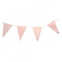 GUIRLANDE VELOURS 12 FANIONS ROSE 2 METRES