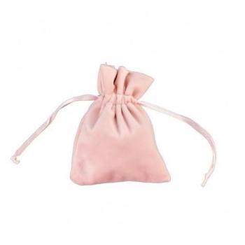 SACHET 4 BOURSES VELOURS ROSE 8X10CM