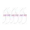 NOEUD TISSU RAYE ROSE BLANC + LIEN 4,5CMX3CM X6