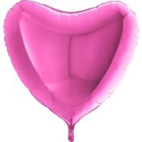 BALLON ALU COEUR FUSCHIA 9" 23CM