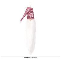 SUSPENSION ROSE TETE DE PERE NOEL 41CM