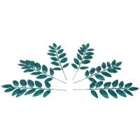 6 BRANCHES DE FEUILLES TROPICALES PAILLETTES EMERAUDE