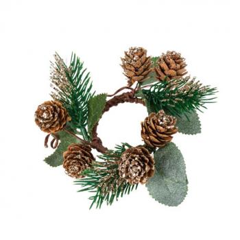 ROND DE SERVIETTE SAPIN, POMMES DE PIN PAILLETTES
