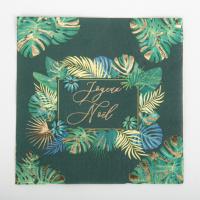 16 SERVIETTES JUNGLE JOYEUX NOEL DEGRADE DE VERT ET OR