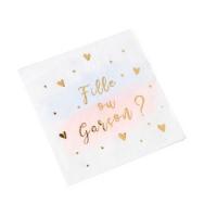 SERVIETTES GENDER REVEAL FILLE OU GARCON 33X33CM  X16