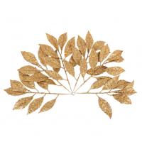 6 BRANCHES DE FEUILLES PAILLETTES OR ANTIQUE 24CM
