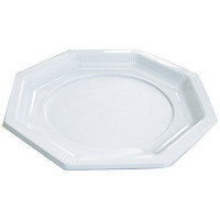 Assiette octogonale en PS blanche Ø 24 cm