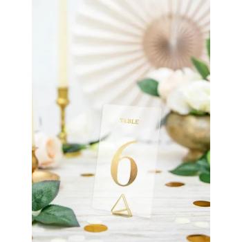 MARQUE TABLE TRANSPARENT CHIFFRE DORE 7X12CM  X20 (sans pied)