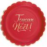 ASSIETTES FESTONNEES 23CM ROUGE ET OR JOYEUX NOEL X8