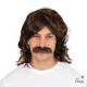 PERRUQUE 70'S ET MOUSTACHE BRUN