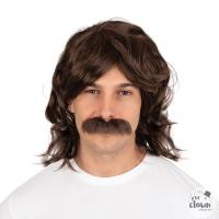 PERRUQUE 70'S ET MOUSTACHE BRUN